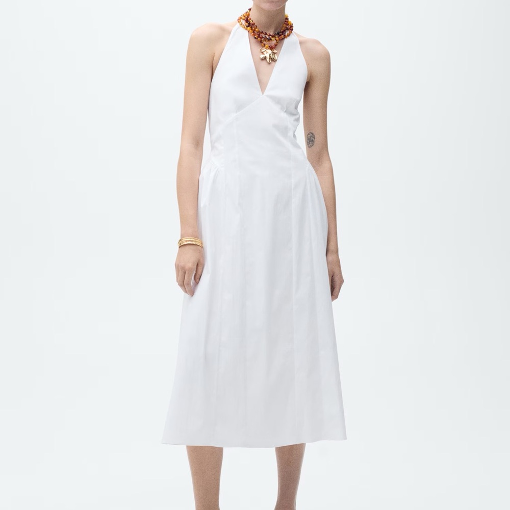 Mango White Strapless Halter Maxi Dress